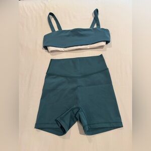 FORM Sami Clarke Lagoon Foldover Bra and Bike Yoga Shorts XS SET